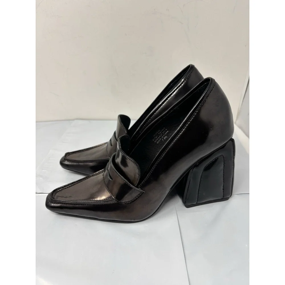 Jeffery Campbell Braque Block Heel Pump In Black women's Size 7.5 Metallic